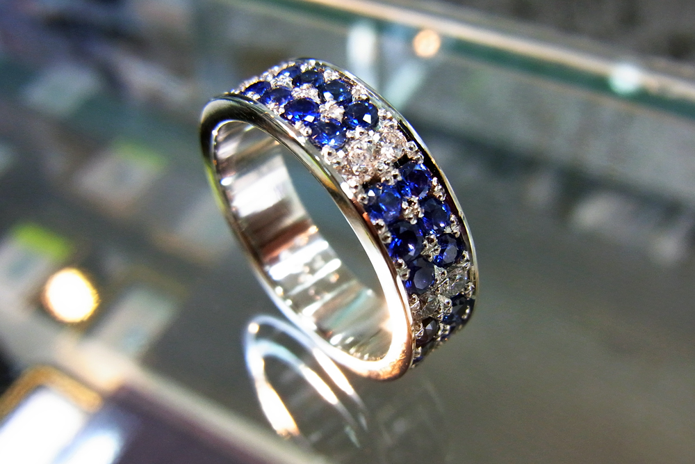 K18 18金 サファイアリング 指輪 ダイヤ メンズサイズ…約16号